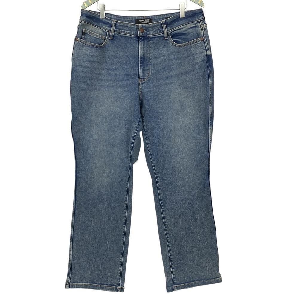 Judy Blue Vintage Straight Jeans Womens 16W Blue‎ High Rise Stretch 36x31 JB8607